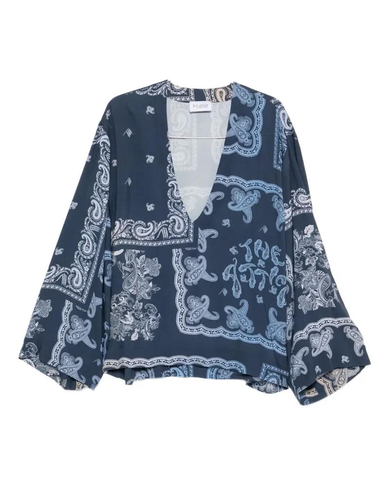 ATTICO paisley V-neck blouse - Blau Blau