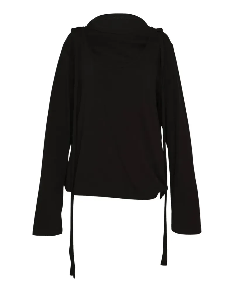 Yohji Yamamoto strap-detail long-sleeve T-shirt - Schwarz Schwarz