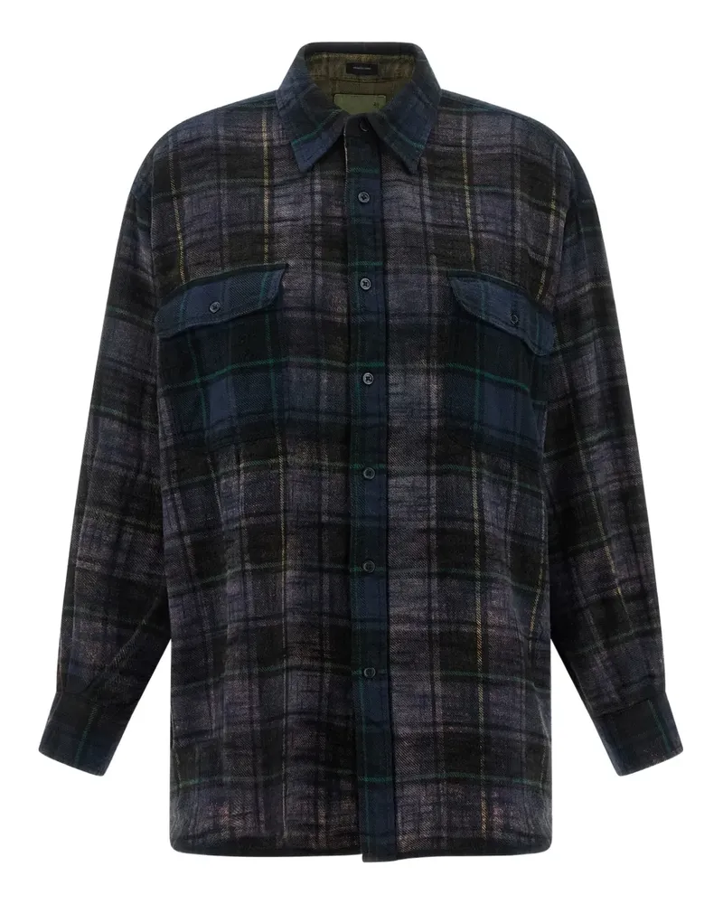 R13 plaid-check flannel shirt - Blau Blau