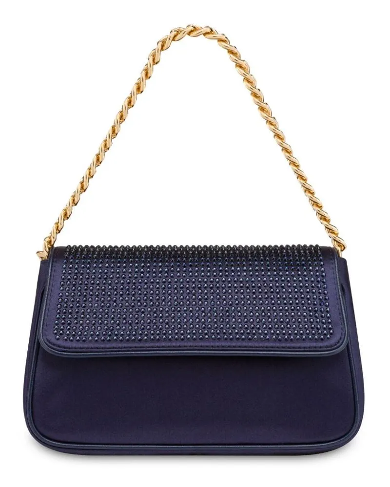 Alberta Ferretti Schultertasche mit Strassverzierung Blau