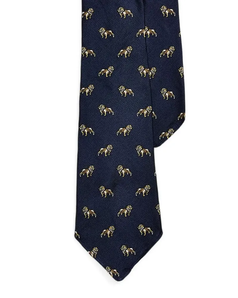 Ralph Lauren Seidenkrawatte mit Löwen-Print - Blau Blau