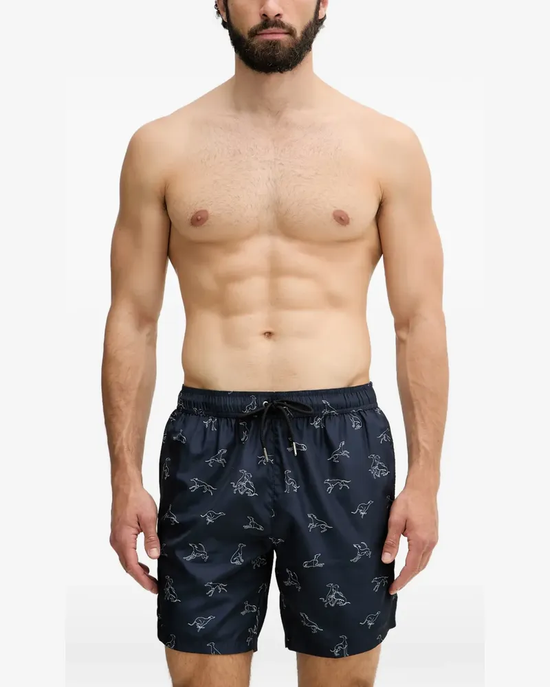 Trussardi greyhound-print drawstring swim shorts - Blau Blau