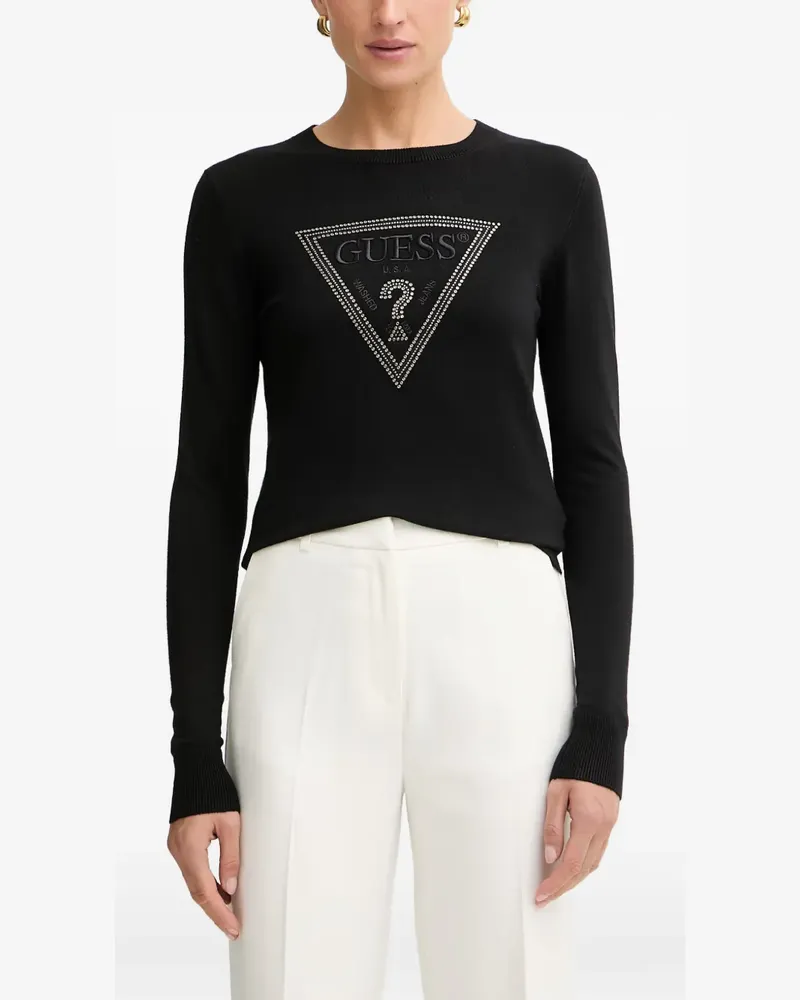 Guess logo-embroidered T-shirt - Schwarz Schwarz