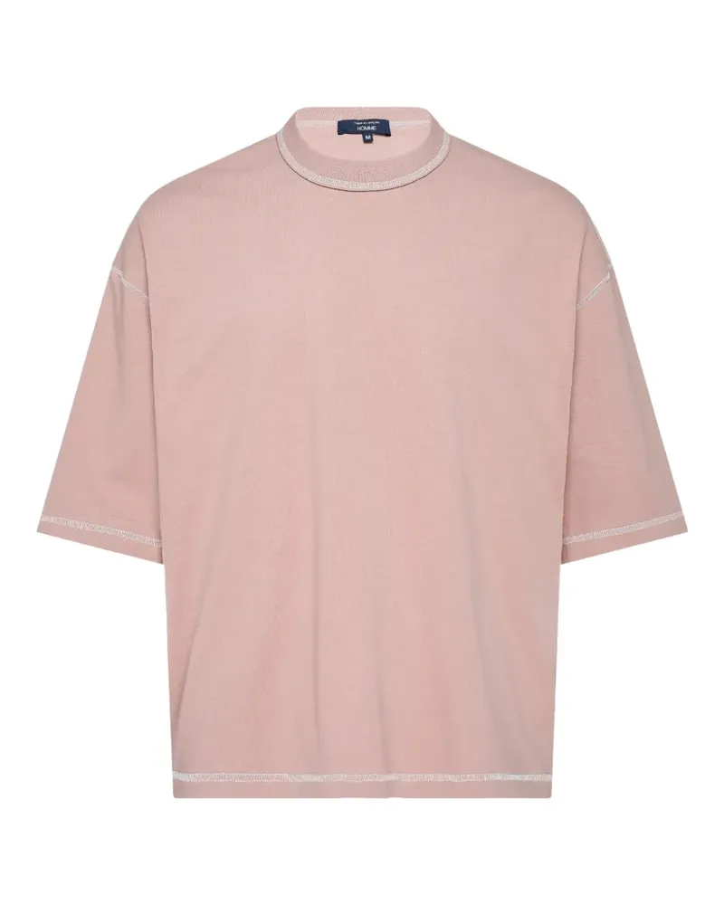 Comme des Garçons contrast-stitch T-shirt - Rosa Rosa