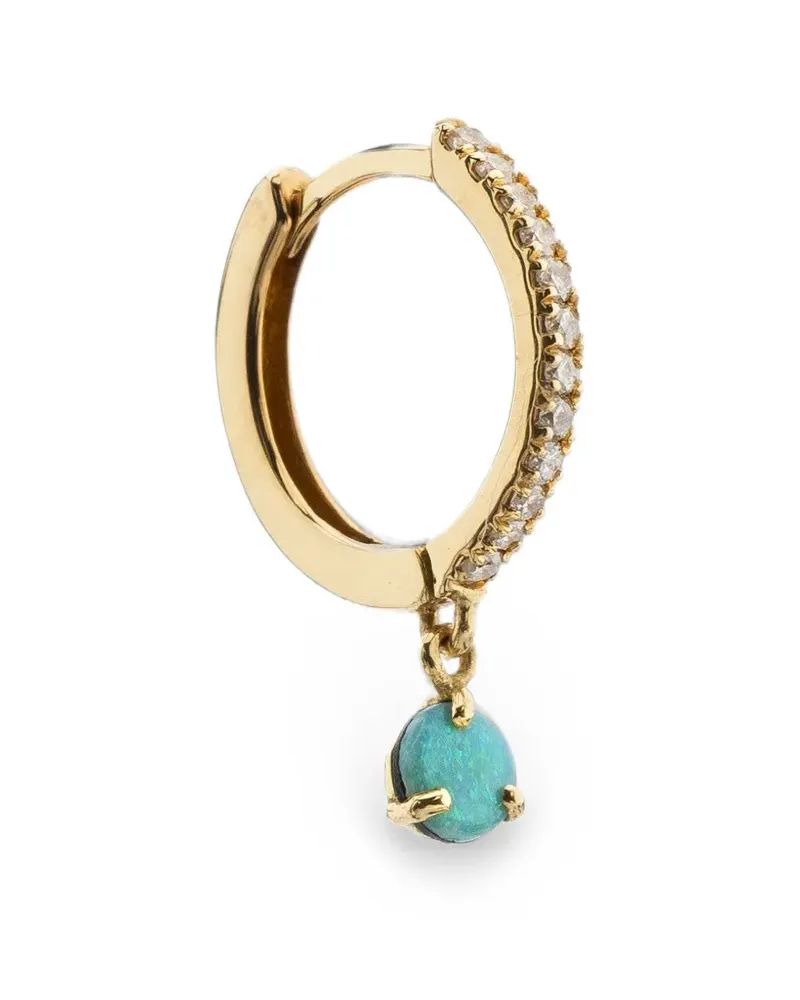 WHITE BIRD Ada diamond and opal hoop earrings - Gold Gold