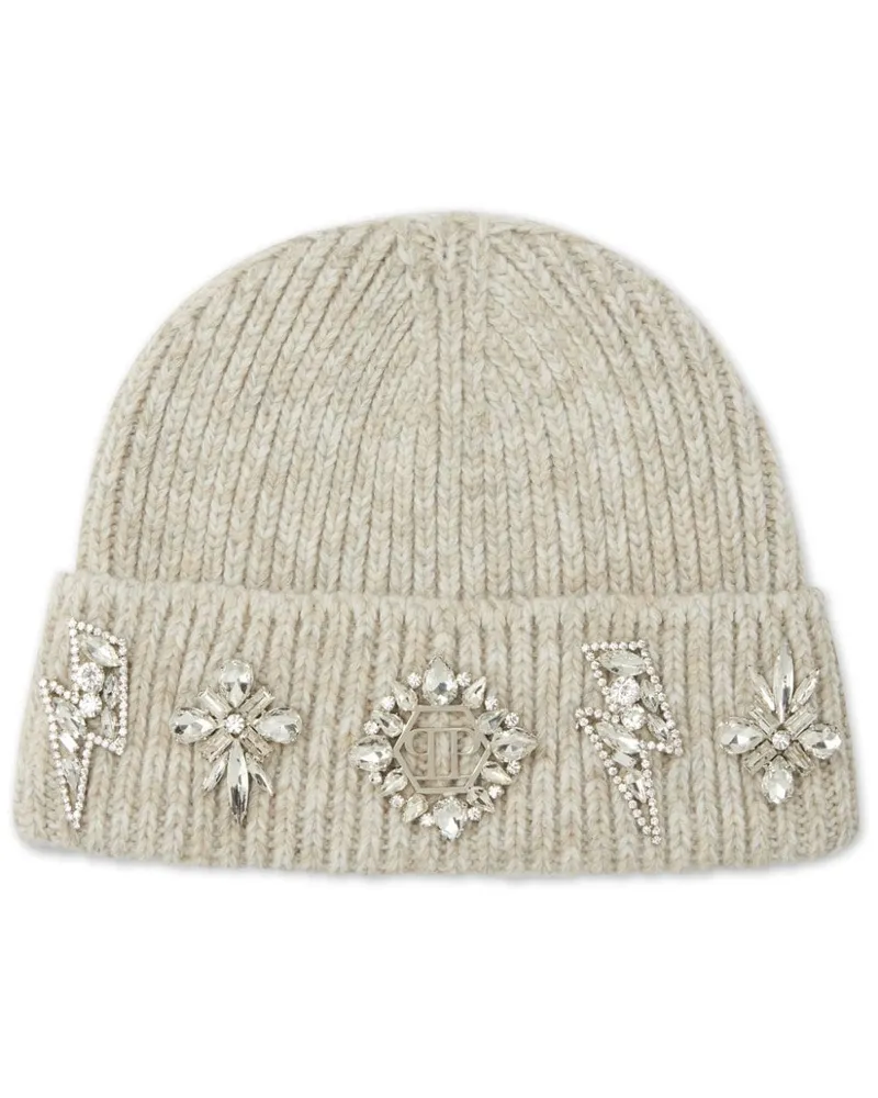 Philipp Plein Beanie mit Brosche - Nude Nude