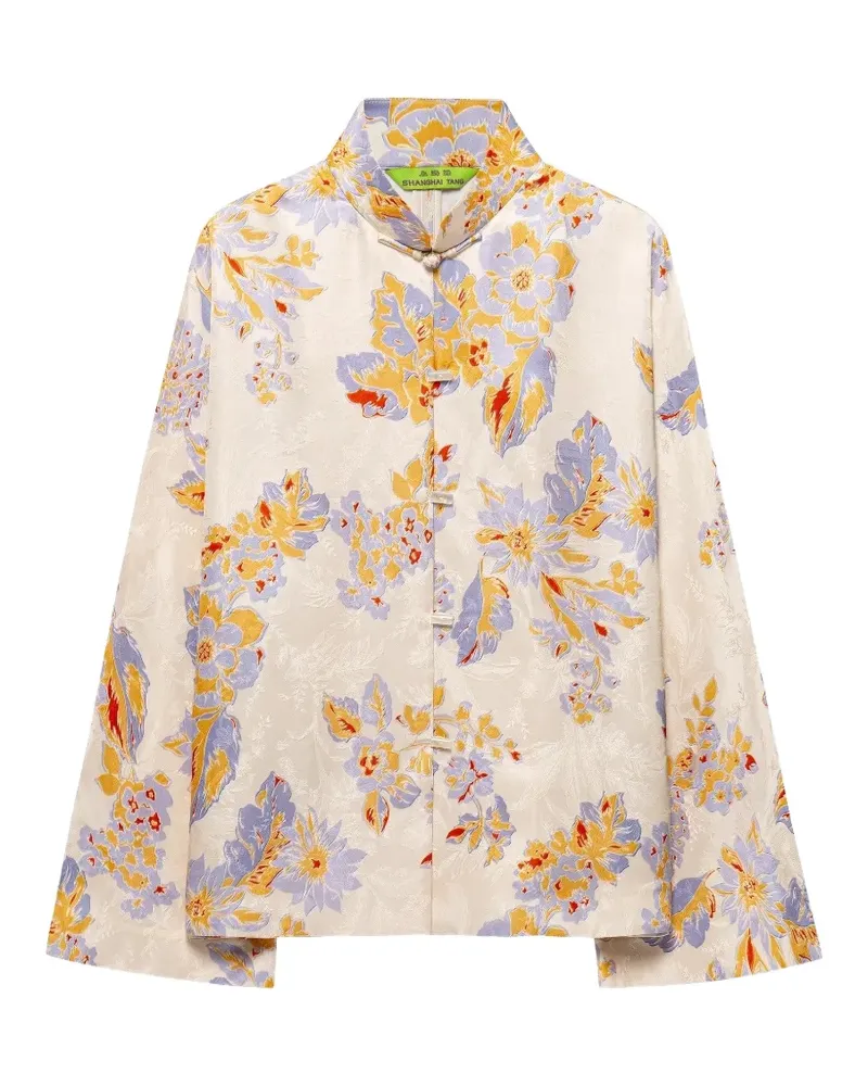 Shanghai Tang Scholar Seidenjacke mit Blumenprint - Nude Nude