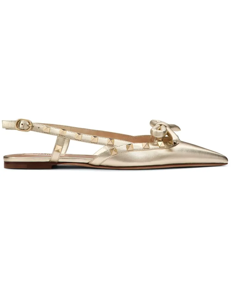 Valentino Garavani Rockstud Bow Slingback-Ballerinas - Gold Gold