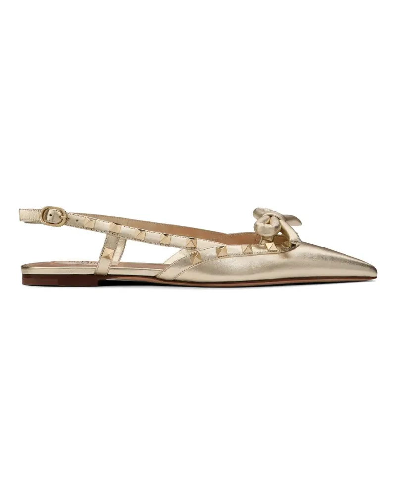Valentino Garavani Rockstud Bow Slingback-Ballerinas - Gold Gold