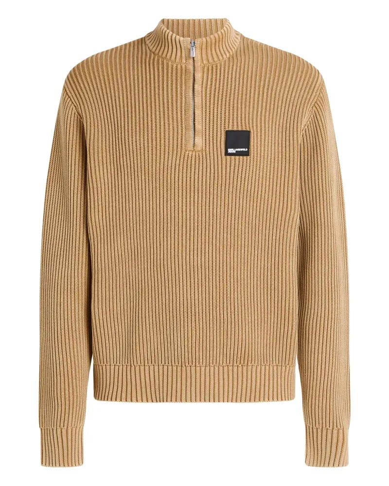 Karl Lagerfeld Gerippter Pullover mit Reißverschluss - Nude Nude