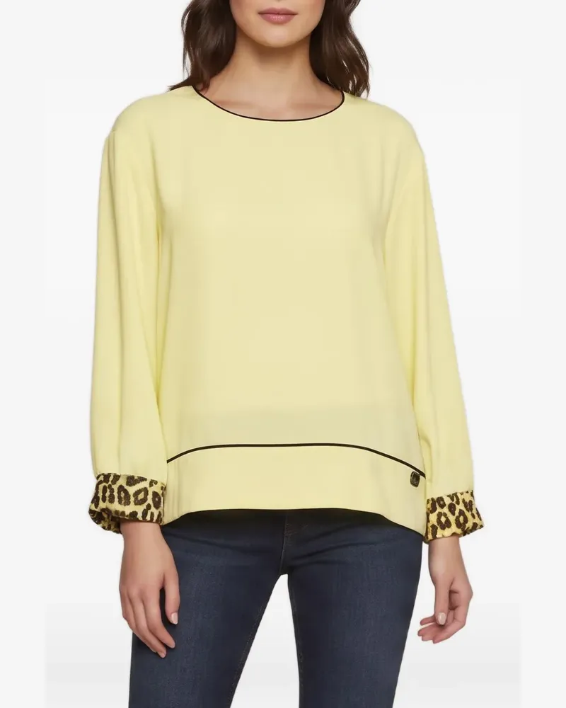 Roberto Cavalli leopard-print trim blouse - Gelb Gelb