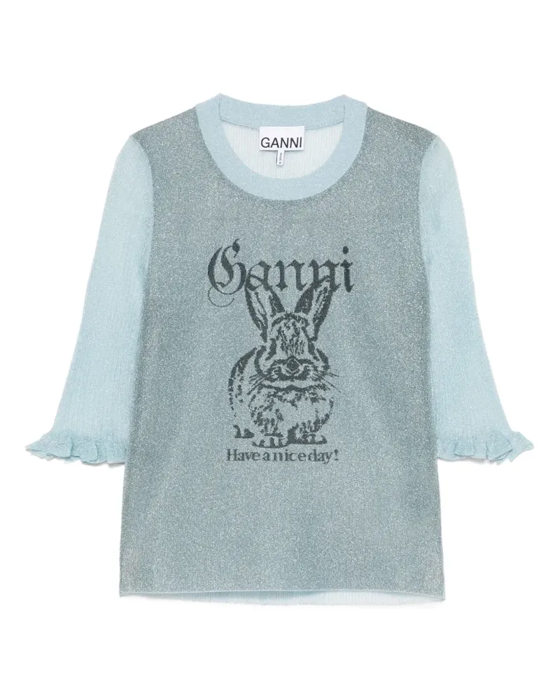 Ganni Oberteil mit Hasendetail - Blau Blau