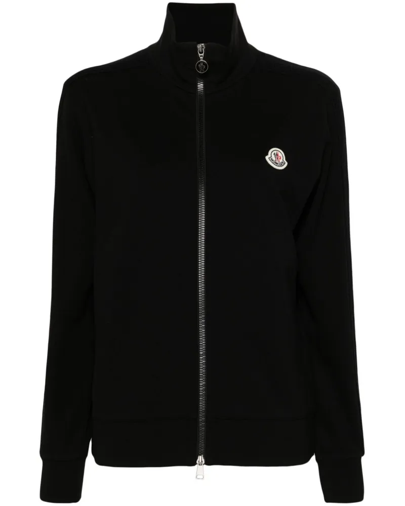 Moncler Jeansjacke mit Logo-Applikation - Schwarz Schwarz