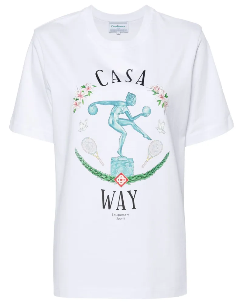 Casablanca Paris T-Shirt mit Statue en Marbre-Print - Weiß Weiß