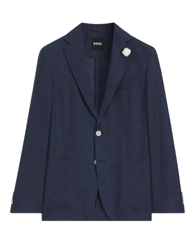 HUGO BOSS Schmale Jacke aus Leinengemisch - Blau Blau