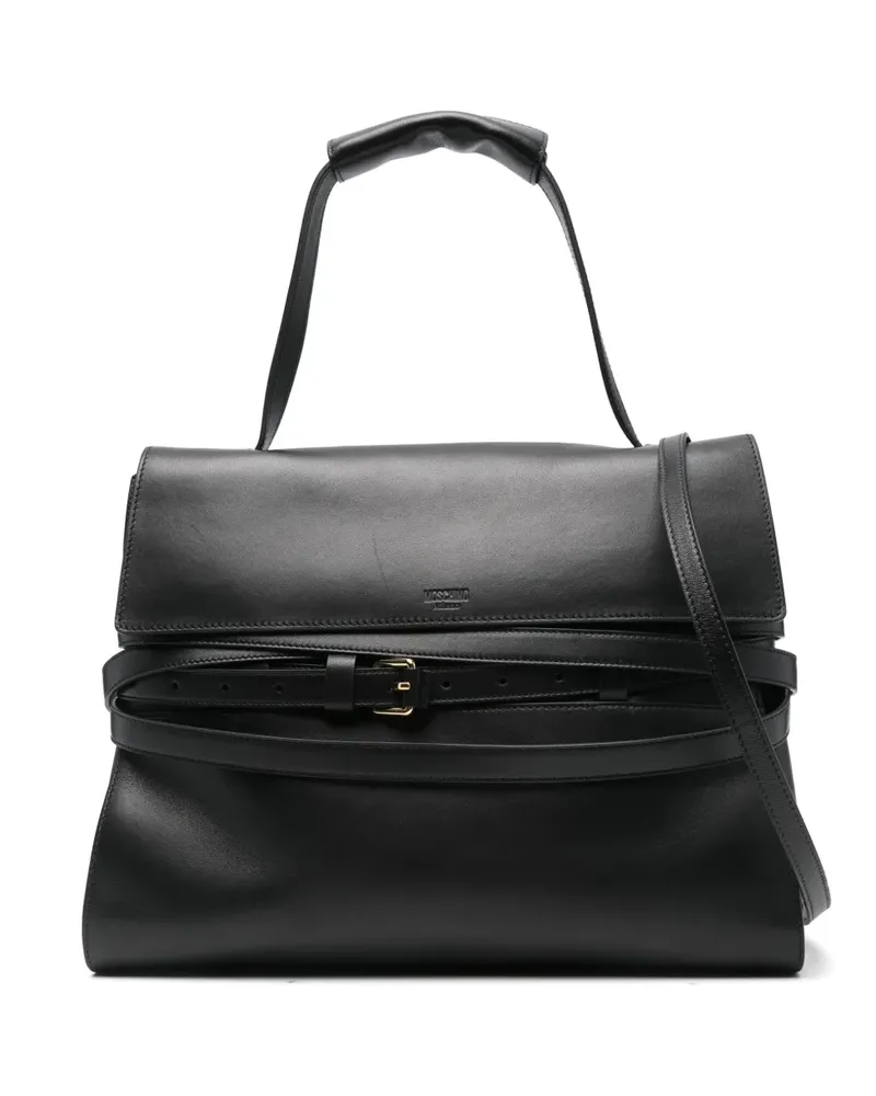 Moschino Mittelgroße Tie Me Tote Bag - BLACK Black