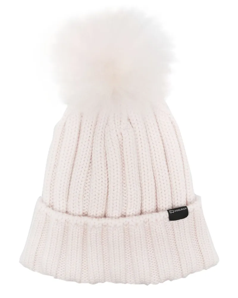Woolrich Gestrickte Beanie mit Logo-Patch - Weiß Weiß