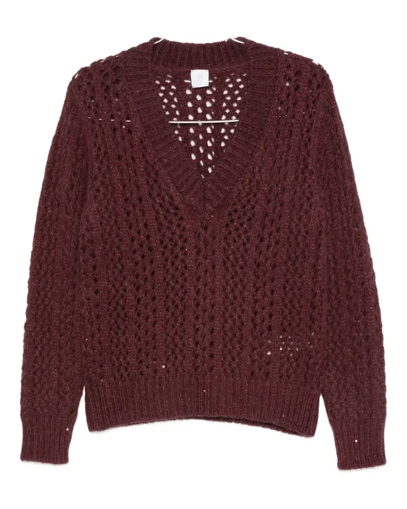 Eleventy V-neck open-knit sweater - Rot Rot