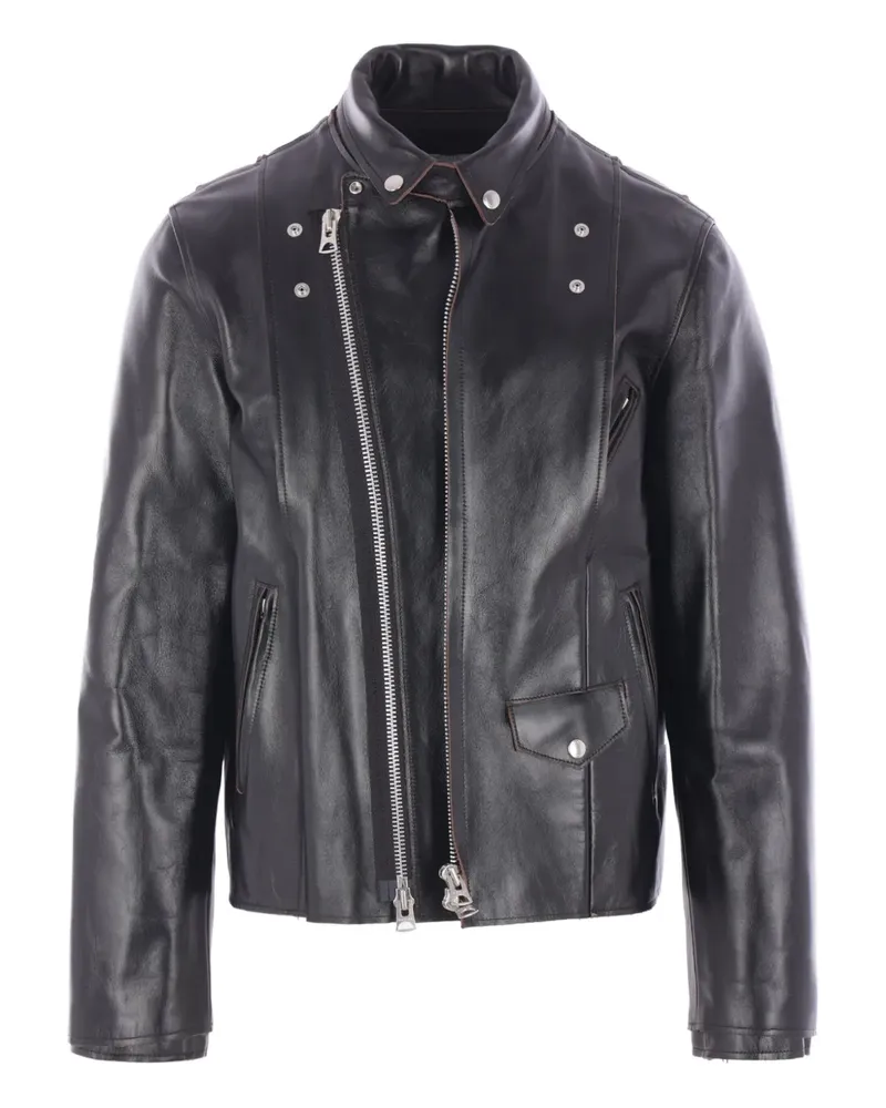Sacai Lederjacke mit Druckknöpfen - Schwarz Schwarz