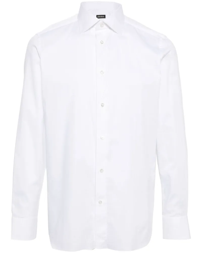 Ermenegildo Zegna Popeline-Hemd mit Spreizkragen - Weiß Weiß
