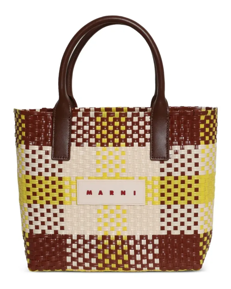 Marni woven top-handle tote bag - Braun Braun