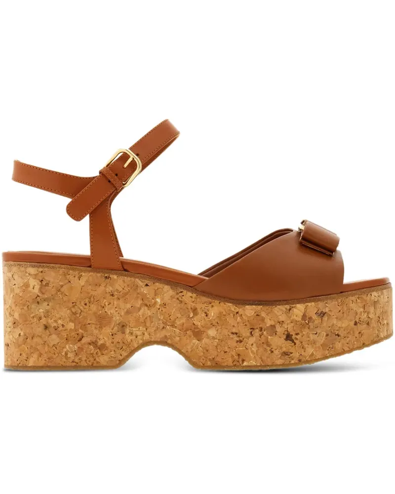 Ferragamo Plateau-Sandalen mit Schleife 70mm - Braun Braun
