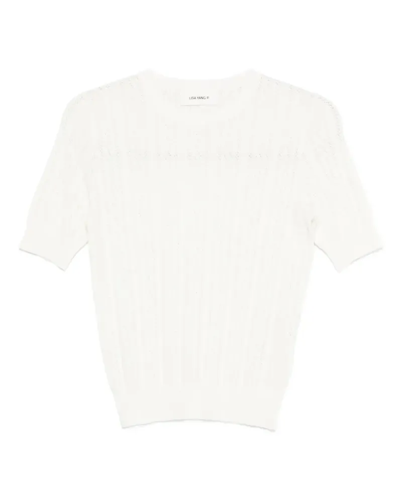 Lisa Yang Kurzärmeliger Nika Pullover - Weiß Weiß