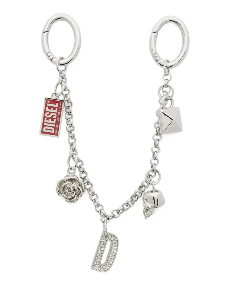 Diesel charm-embellished chain keyring - Silber Silber