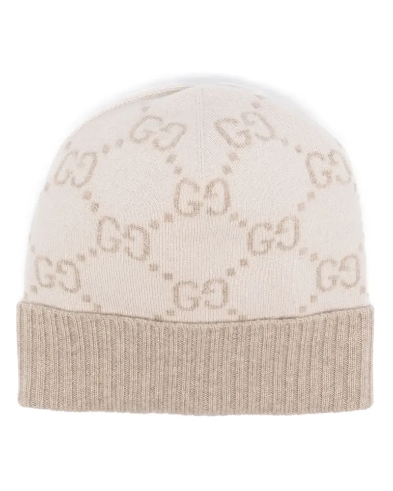 Gucci Beanie aus Kaschmir mit GG-Jacquard - Nude Nude