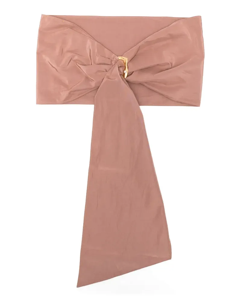 forte_forte jewel buckle taffetas belt - Rosa Rosa