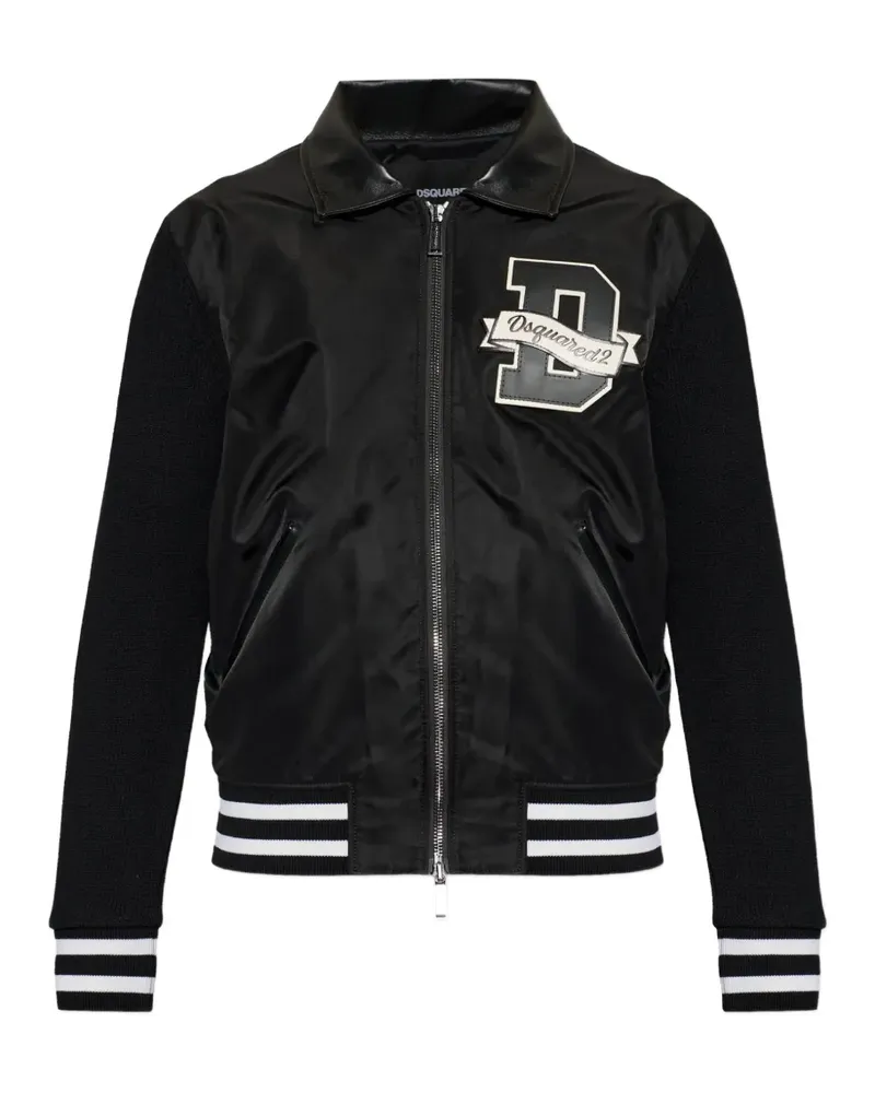 Dsquared2 logo-patch panelled bomber jacket - Schwarz Schwarz