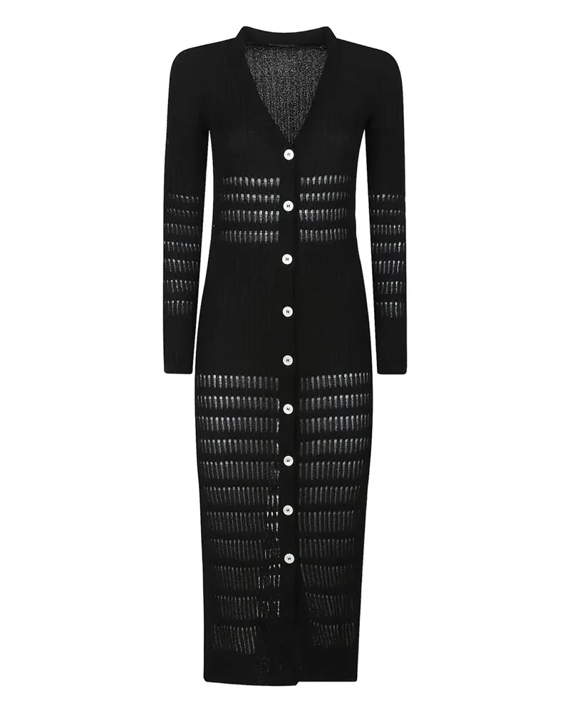Canessa ribbed-knit button-front midi dress - Schwarz Schwarz