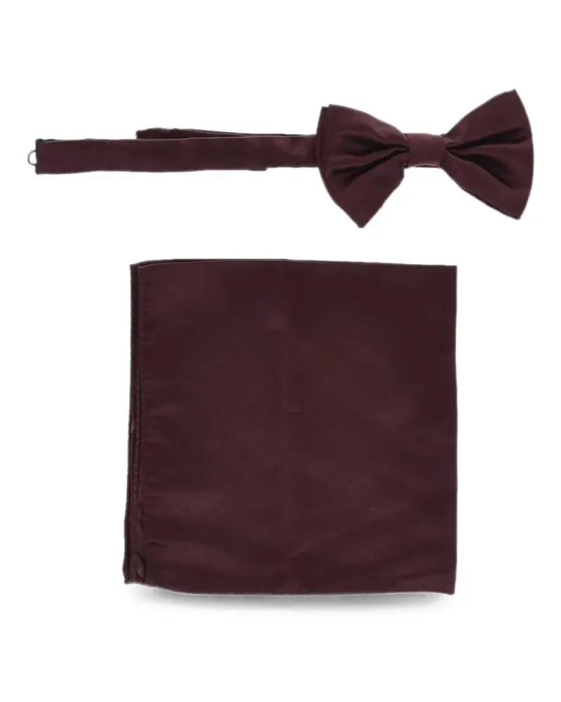 Corneliani Set aus Fliege und Einstecktuch aus Seidensatin - Rot Rot