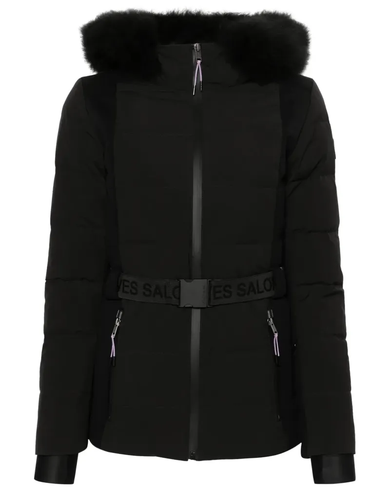 Yves Salomon Gefütterte Jacke in Colour-Block-Optik - Schwarz Schwarz