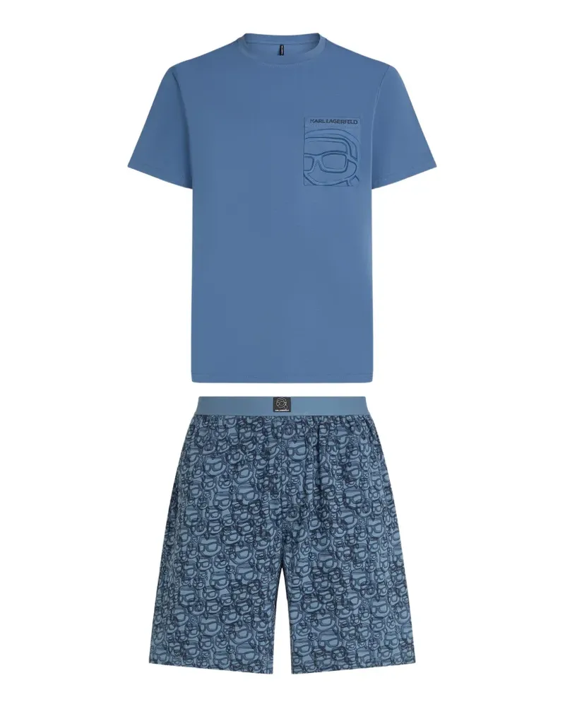 Karl Lagerfeld Pyjama mit Ikon-Print - Blau Blau
