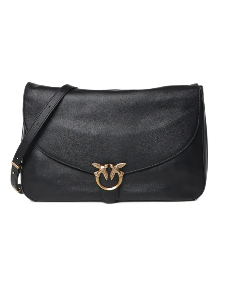 Pinko Love Birds leather shoulder bag - Schwarz Schwarz