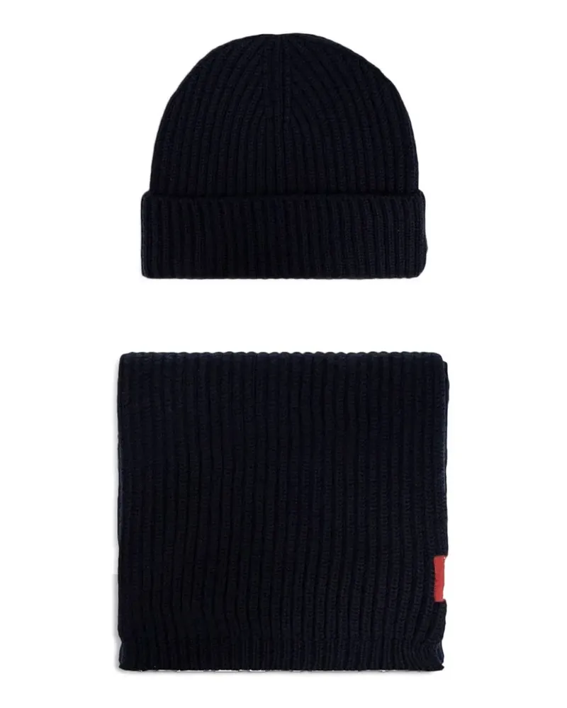 Dsquared2 ribbed-knit logo-plate scarf and hat set - Blau Blau