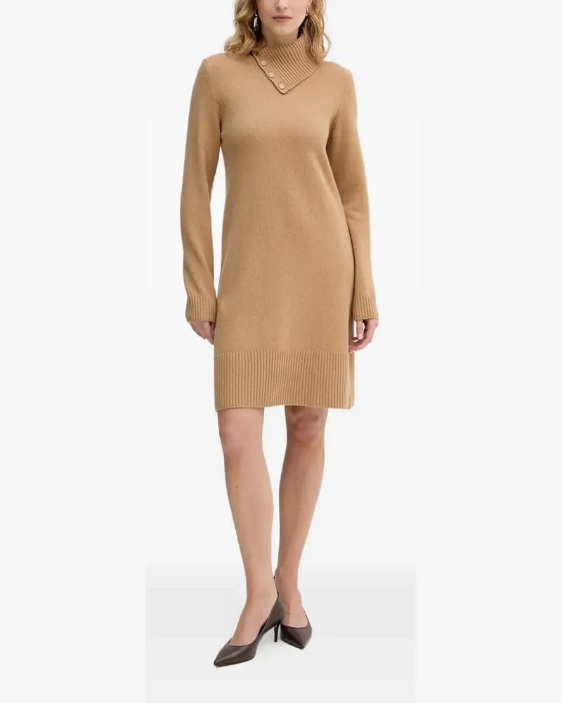 Benetton funnel-neck midi dress - Nude Nude