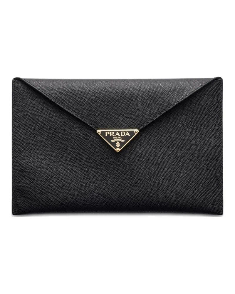 Prada Clutch mit Logo - Schwarz Schwarz