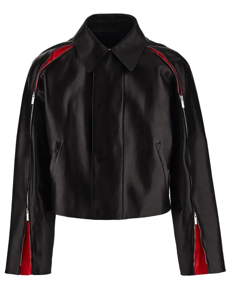 Ferragamo Lederjacke mit Kontrasteinsätzen - Schwarz Schwarz