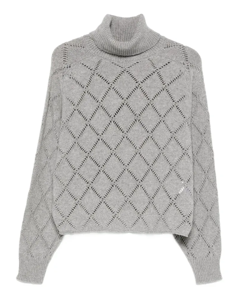 Semicouture Rollkragenpullover mit Lochmuster - Grau Grau