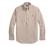 Kariertes Button-down-Hemd - Braun