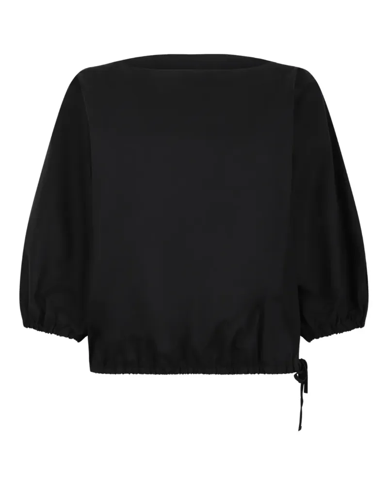 DOUUOD drawstring-hem puff-sleeve blouse - Schwarz Schwarz