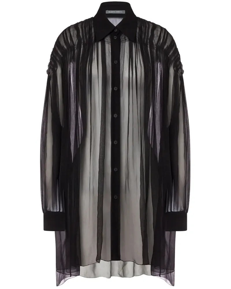 Alberta Ferretti Semi-transparentes Hemd - Schwarz Schwarz