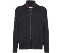 Cardigan mit Zopfmuster - Schwarz