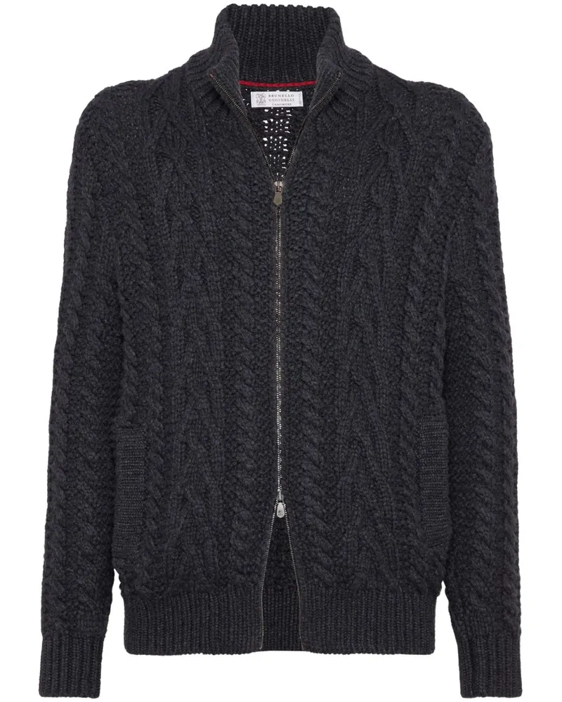 Brunello Cucinelli Cardigan mit Zopfmuster - Schwarz Schwarz