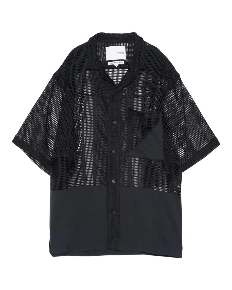 Yoshio Kubo patchwork mesh shirt - Schwarz Schwarz
