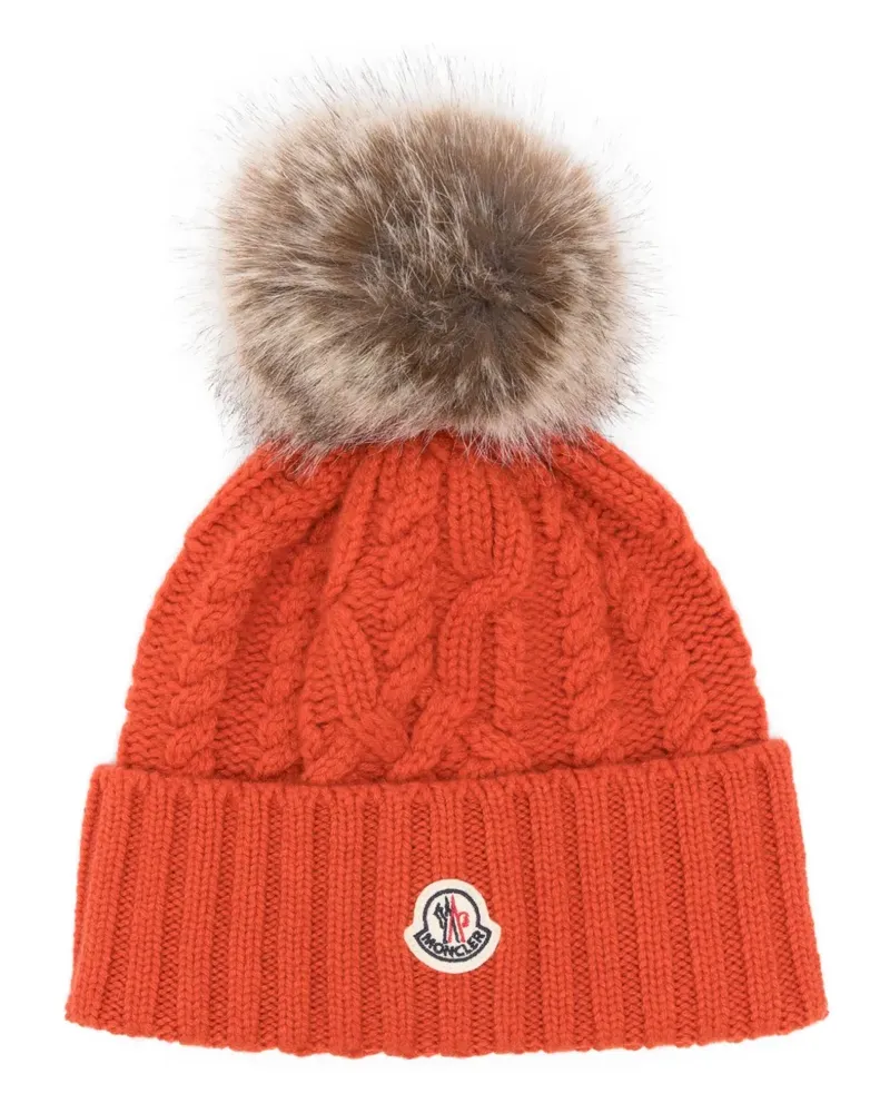 Moncler Bommelmütze mit Zopfmuster - Orange Orange