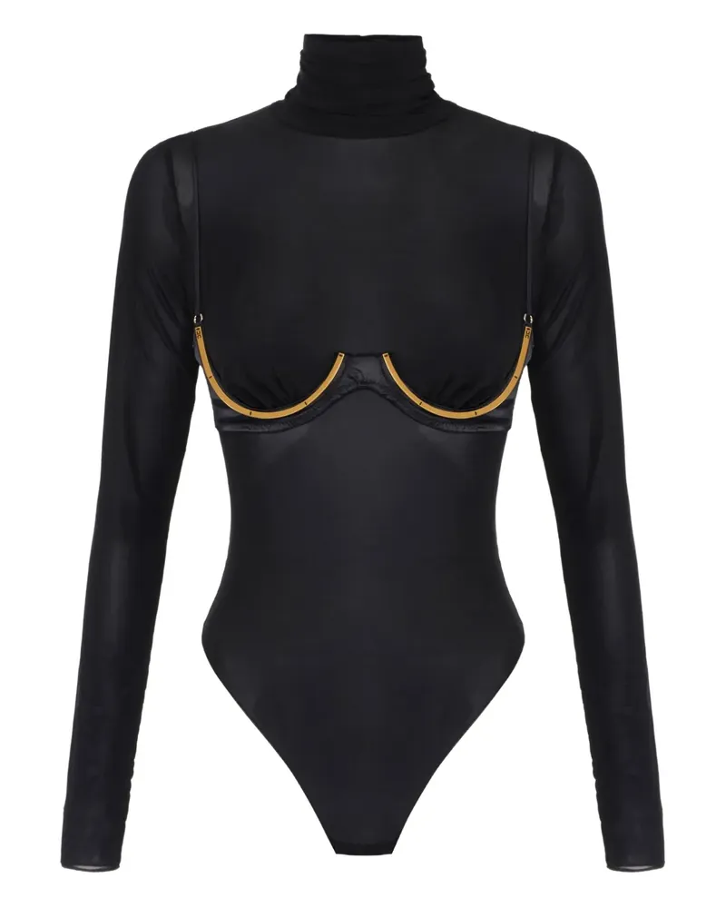 Elisabetta Franchi Langärmeliger Body - Schwarz Schwarz