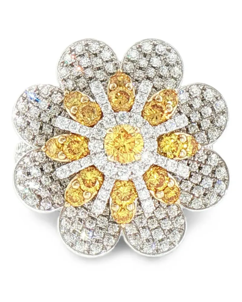 HYT Jewelry Ring mit Diamant in Blumenform - Silber Silber